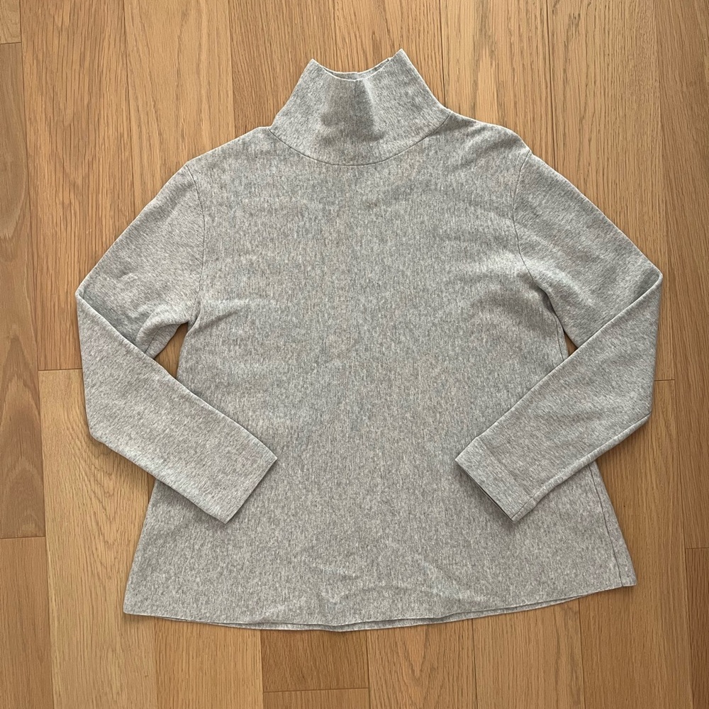 COS Gray Mock Neck Knit Top Blouse